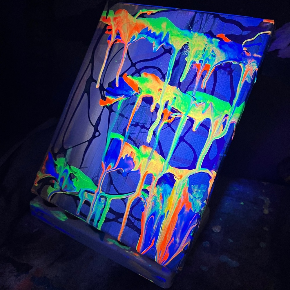Abstract Neon Drip Canvas Art